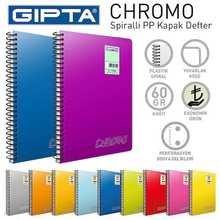 Gıpta Chromo A4 100 Yaprak Spiralli Plastik Kapak Defter Çizgisiz 