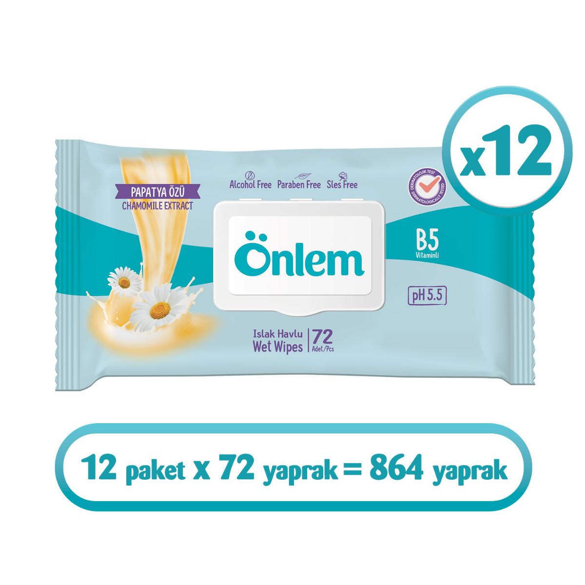 Önlem Papatyalı Islak Havlu 72x12 Adet