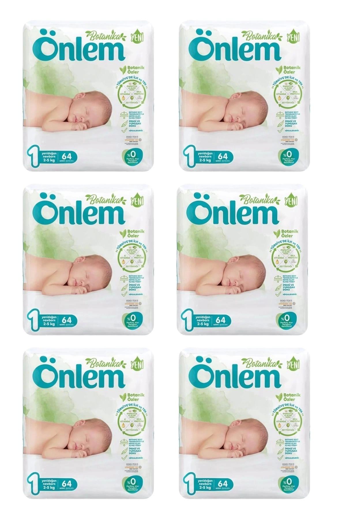 Önlem Botanika 1 Beden Bebek Bezi Yenidoğan Newborn 64 Lü x 6 Adet