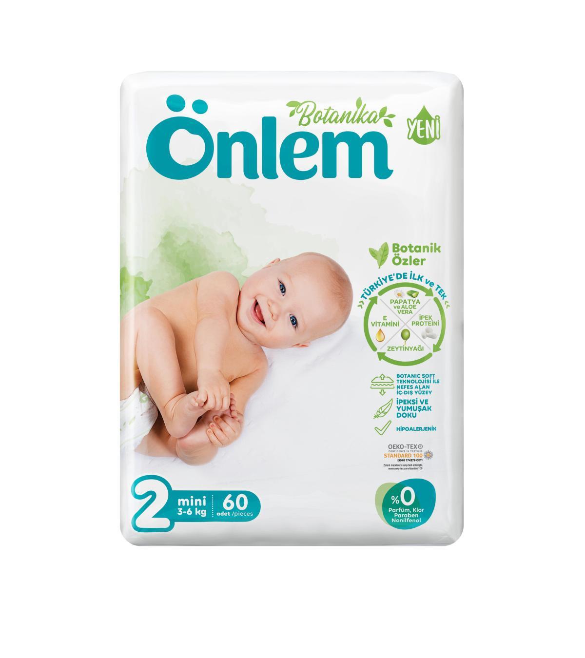 Önlem Botanika Bebek Bezi İkilijumbo Paket 2 Beden Mini 60'lı (3 - 6 Kg)