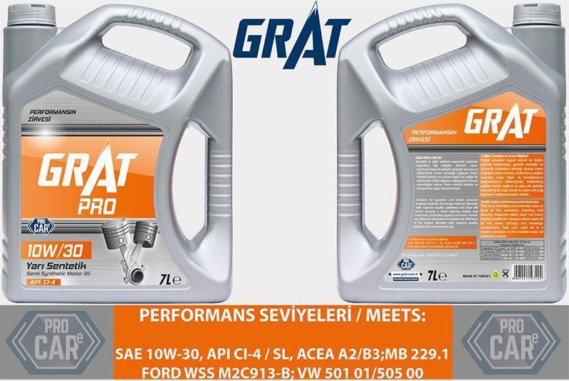 Grat Pro 10W-30 Yarı Sentetik 7 lt Benzin-Dizel Motor Yağı Üretim:2021 