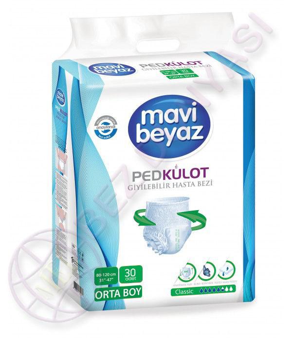 MAVİ BEYAZ KULOT MEDIUM 30 ADET  