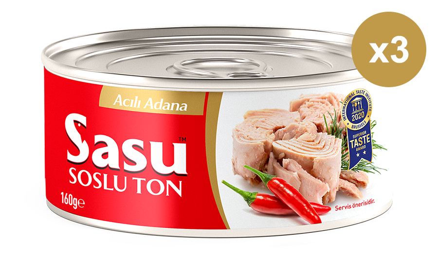 Sasu Acılı Ton Balığı 3x160G Bütün Dilim