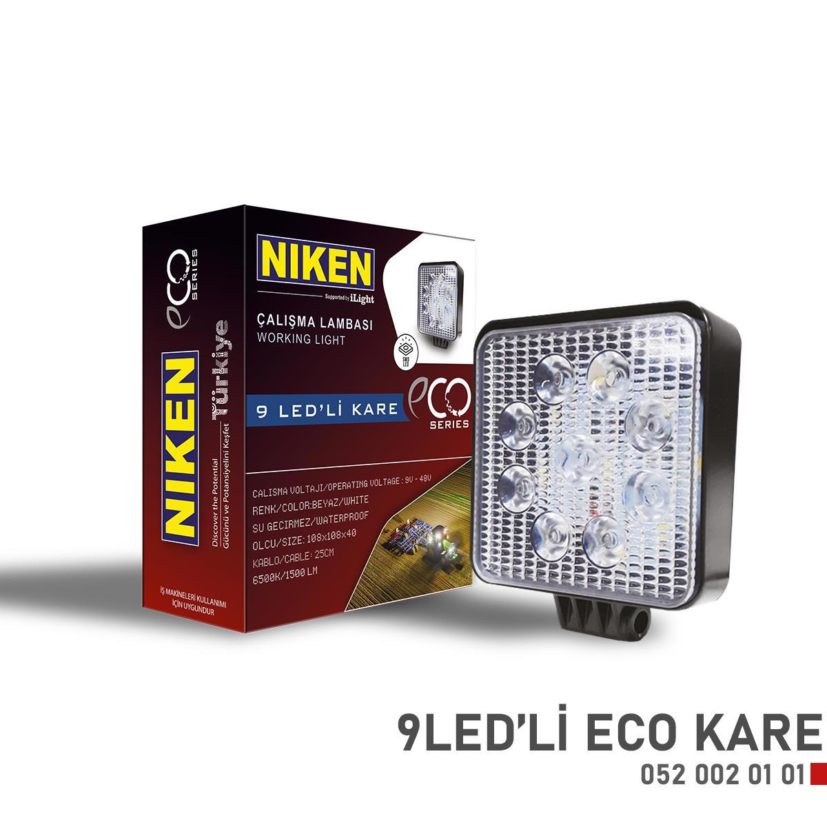 Niken Calışma Lambası 9 Ledli Kare ECO Seri 27-22W 12V 24V 052 002 01 01