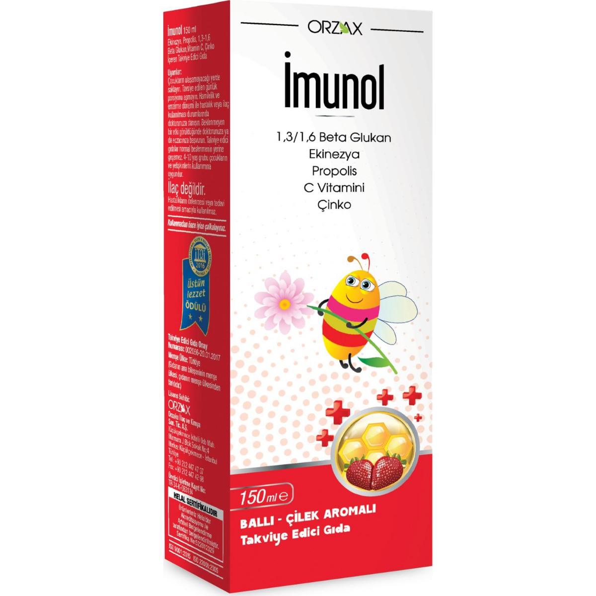 Orzax İmunol Şurup Ballı - Çilek 150ml