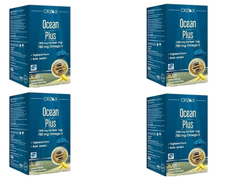 Ocean Plus 1200 Mg Omega 3 Saf Balık Yağı 30 Kapsül 4 Adet