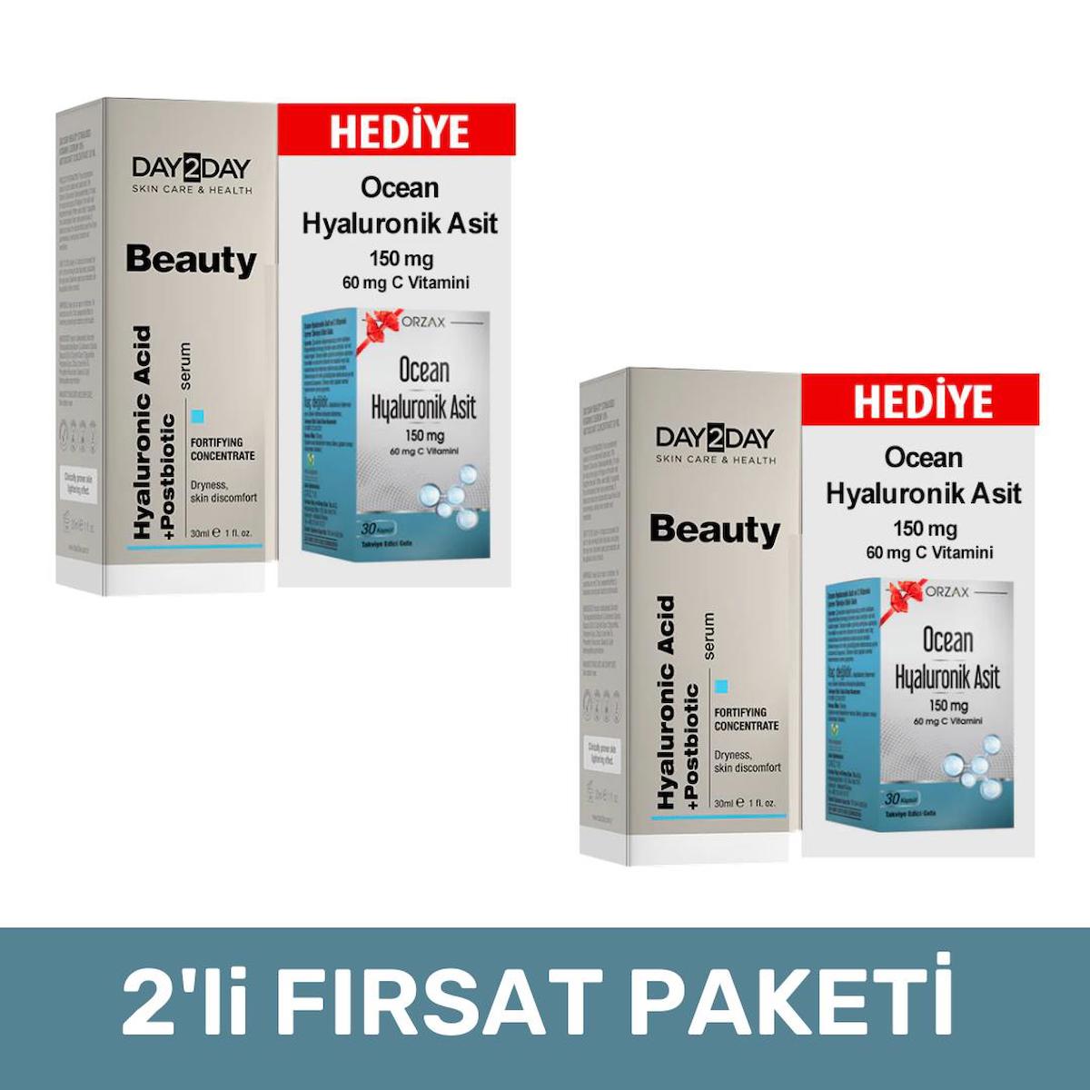 Day2Day Hyaluronic Acid Güçlendirici Konsantre 30 ml+ Ocean Hyaluronik 30 Kapsül Asit HEDİYE - 2 Adet