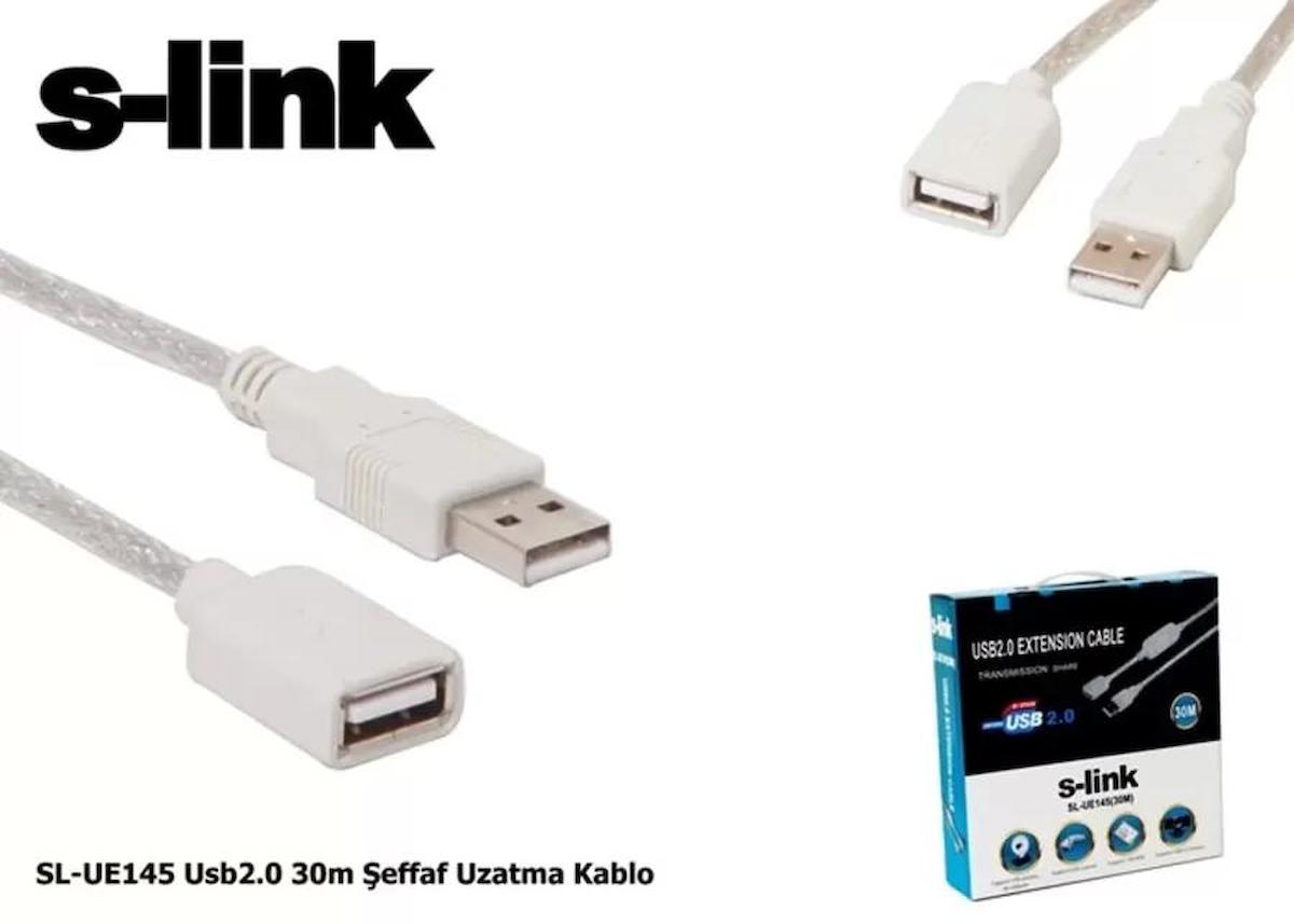 S Link Sl Ue145 30Mt 2.0 Usb Şeffaf Uzatma Kablosu / S Link