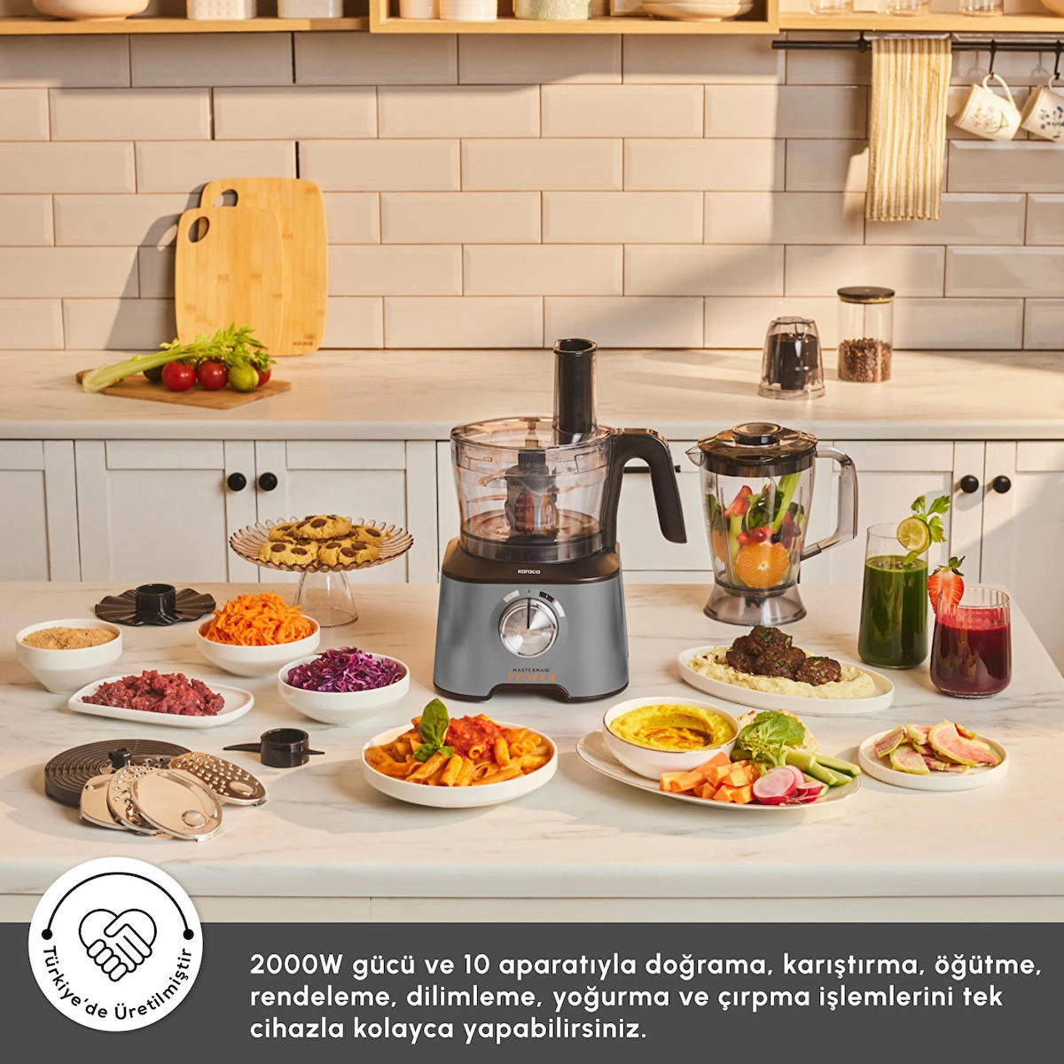 Karaca Mastermaid Power Multifunctional 10 in 1 Mutfak Robotu 2000W Galaxy Grey
