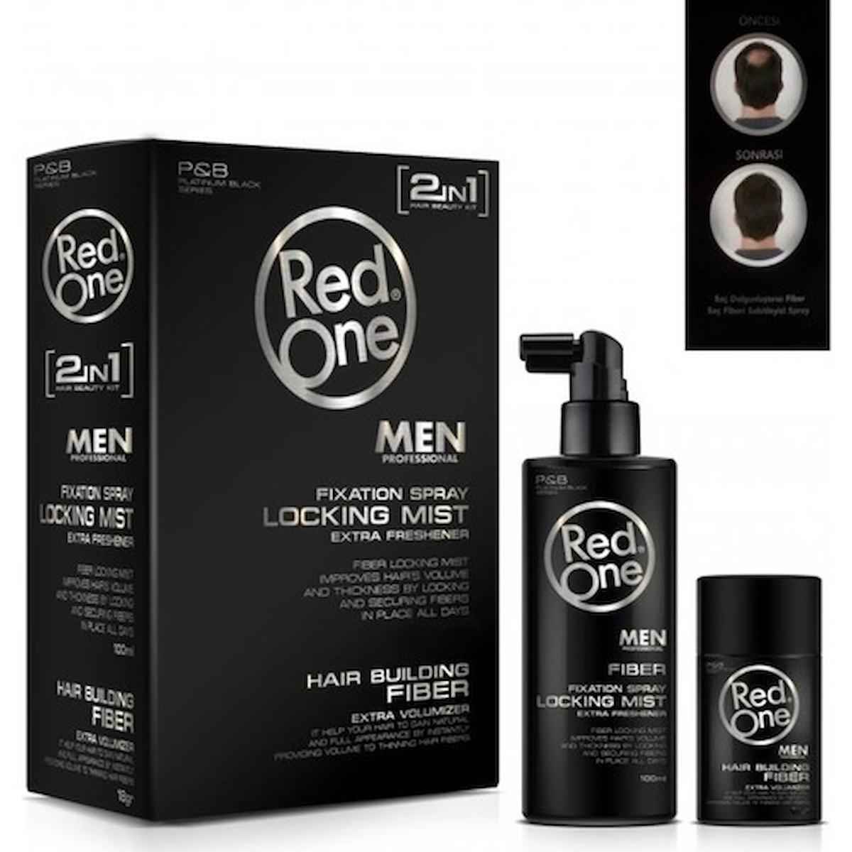 Redone Men Saç Dolgunlaştırıcı Saç Fiberi Saç Tozu+Sprey 2Li Set