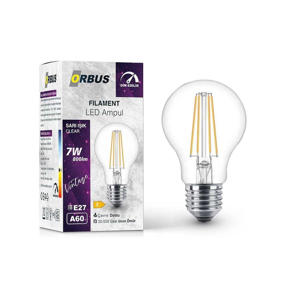 ORBUS 7W E27 Filament LED Ampul - Dim Edilebilir – DF60