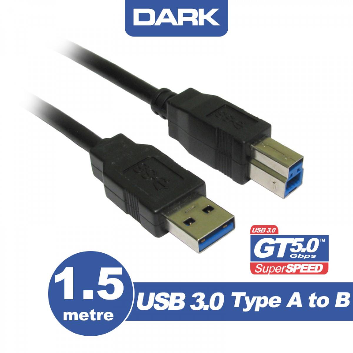 Dark DK-CB-USB3PRNL150 1.5 Mt USB 3.0 to USB 3.0 Tip B Erkek-Erkek Yazıcı Data Kablosu