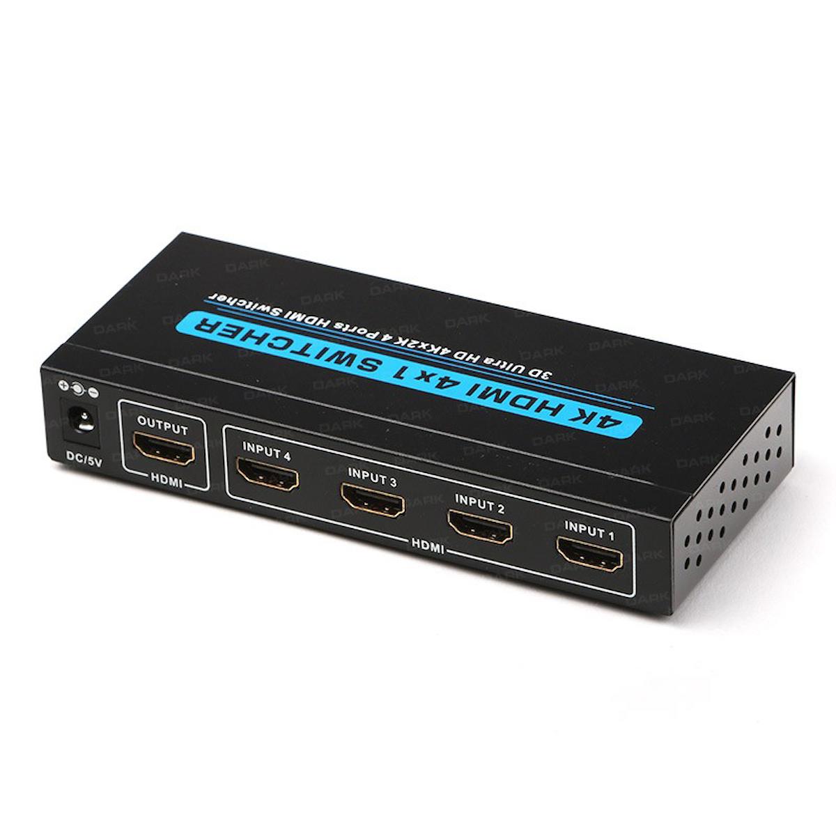 Dark DK-HD-SW4X1K 4 Giriş 1 Çıkış HDMI 4K Uzaktan Kumundalı HDMI Switch Seçici