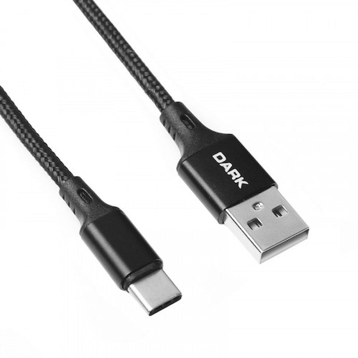 Dark DK-CB-U31L100BR 1 Mt USB 2.0 to USB Type-C Örgülü Siyah Şarj Data Kablosu