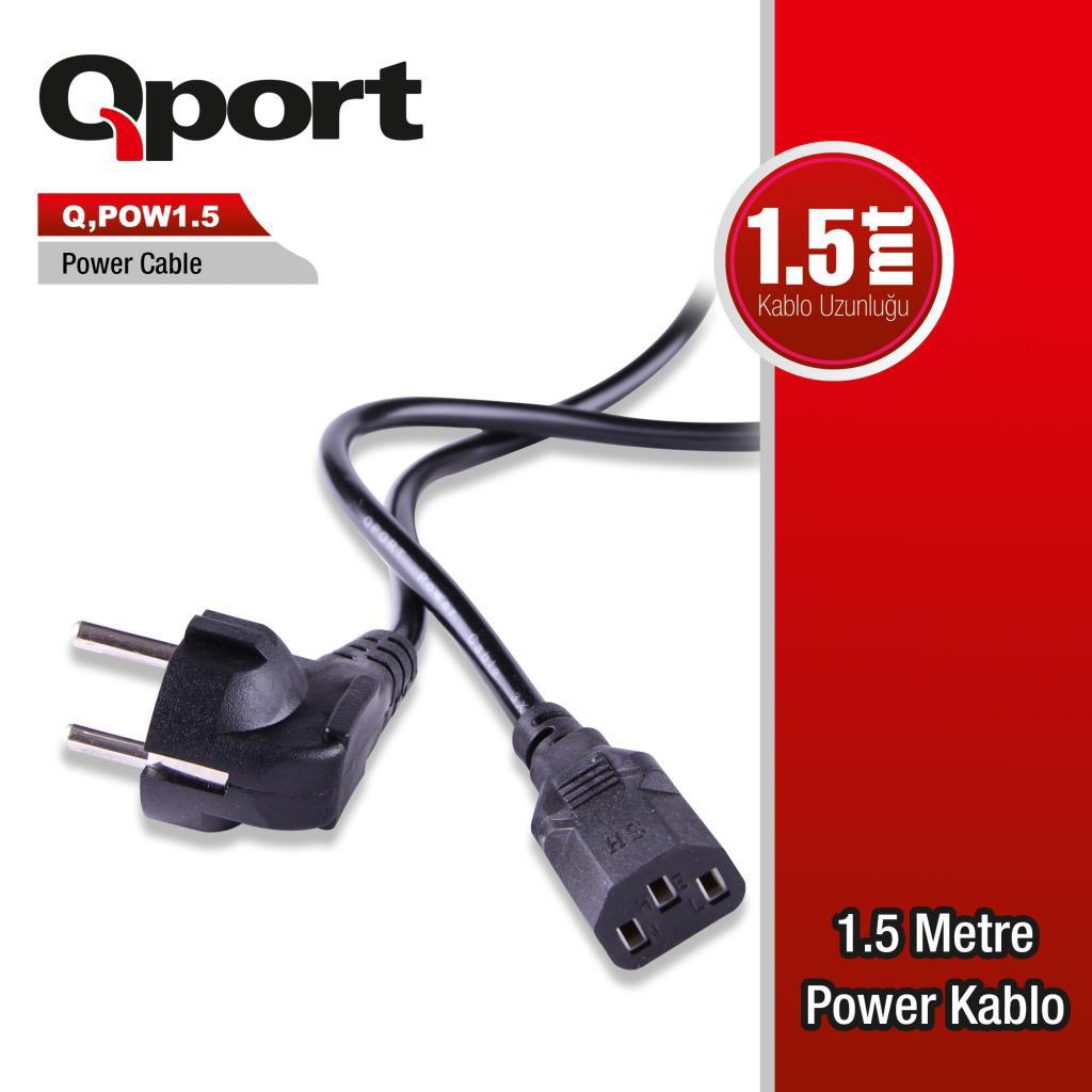 QPORT Q-POW1.5 1,5m POWER KABLOSU.BAKIR,075mm