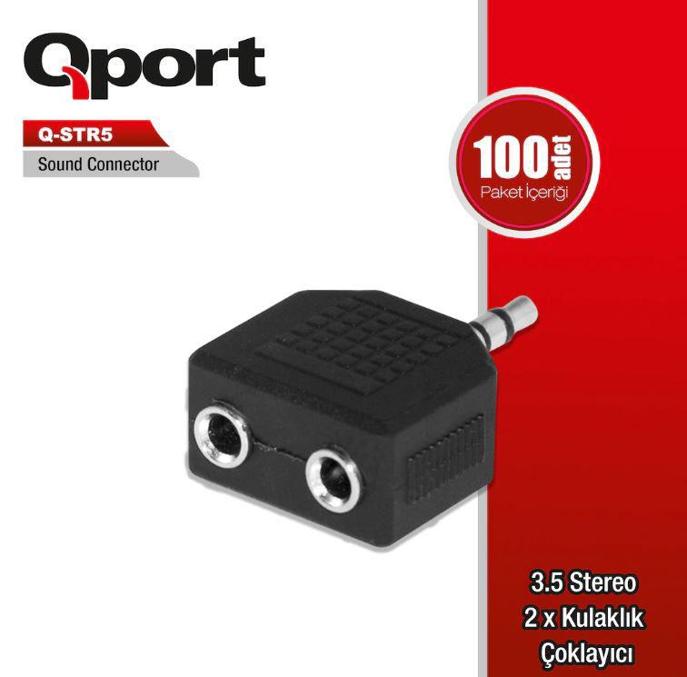 QPORT Q-STR5 3,5mm STEREO => 2*KULAKLIK Çevirici Adaptör