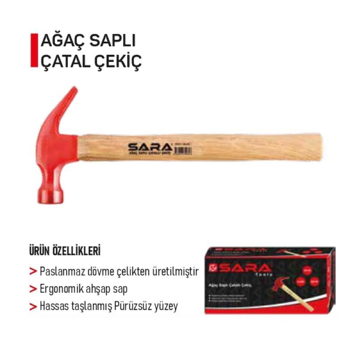 Sara 300 Gr. Ağaç Saplı Çatal Çekiç S527