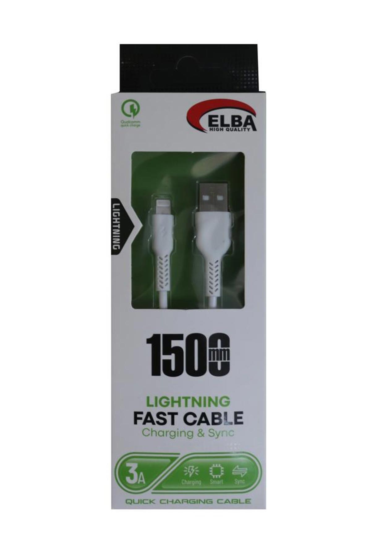 Elba Elb38-L1 1,5Mt  iPhone Lightning Beyaz 3A Hızlı Şarj Kablosu