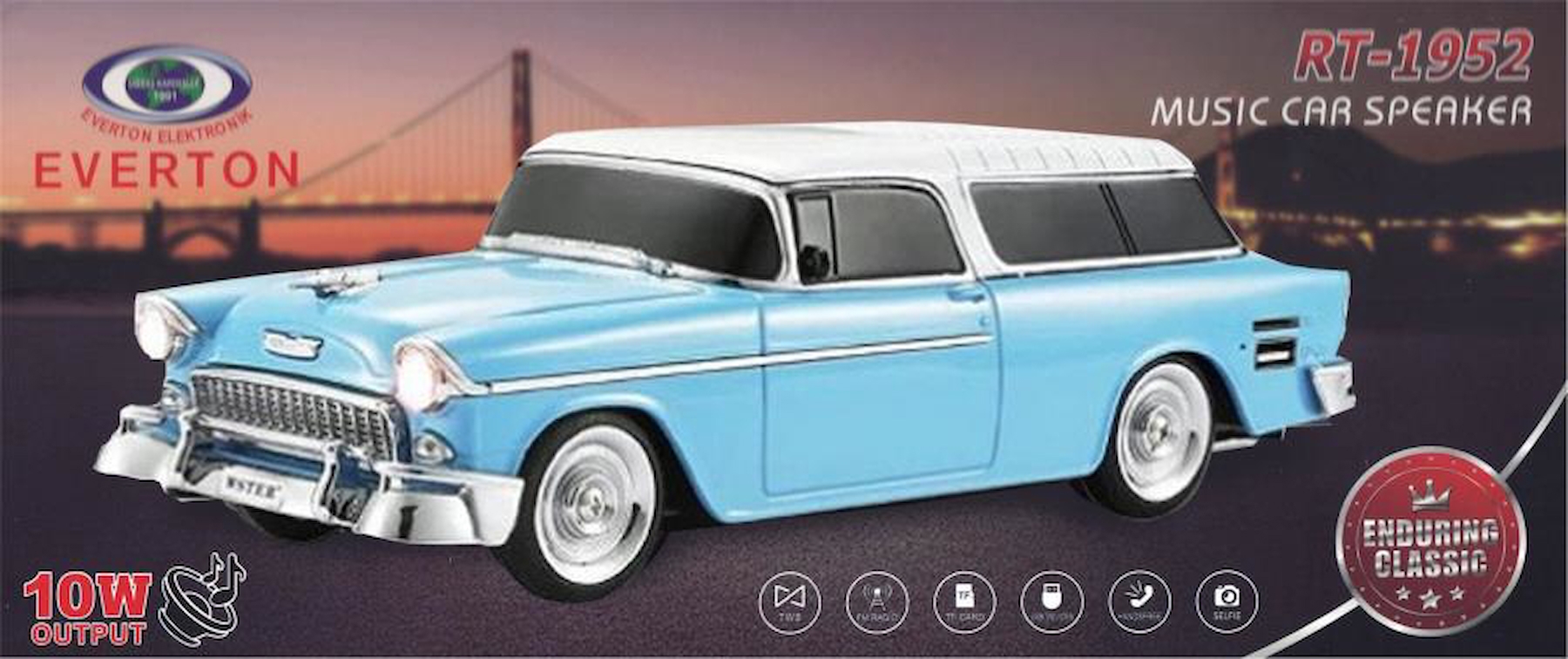 EVERTON RT-1941 Lacivert Arabalı Bluetooth Fm-Usb-Tf-Aux Şarjlı Nostaljik Radyo