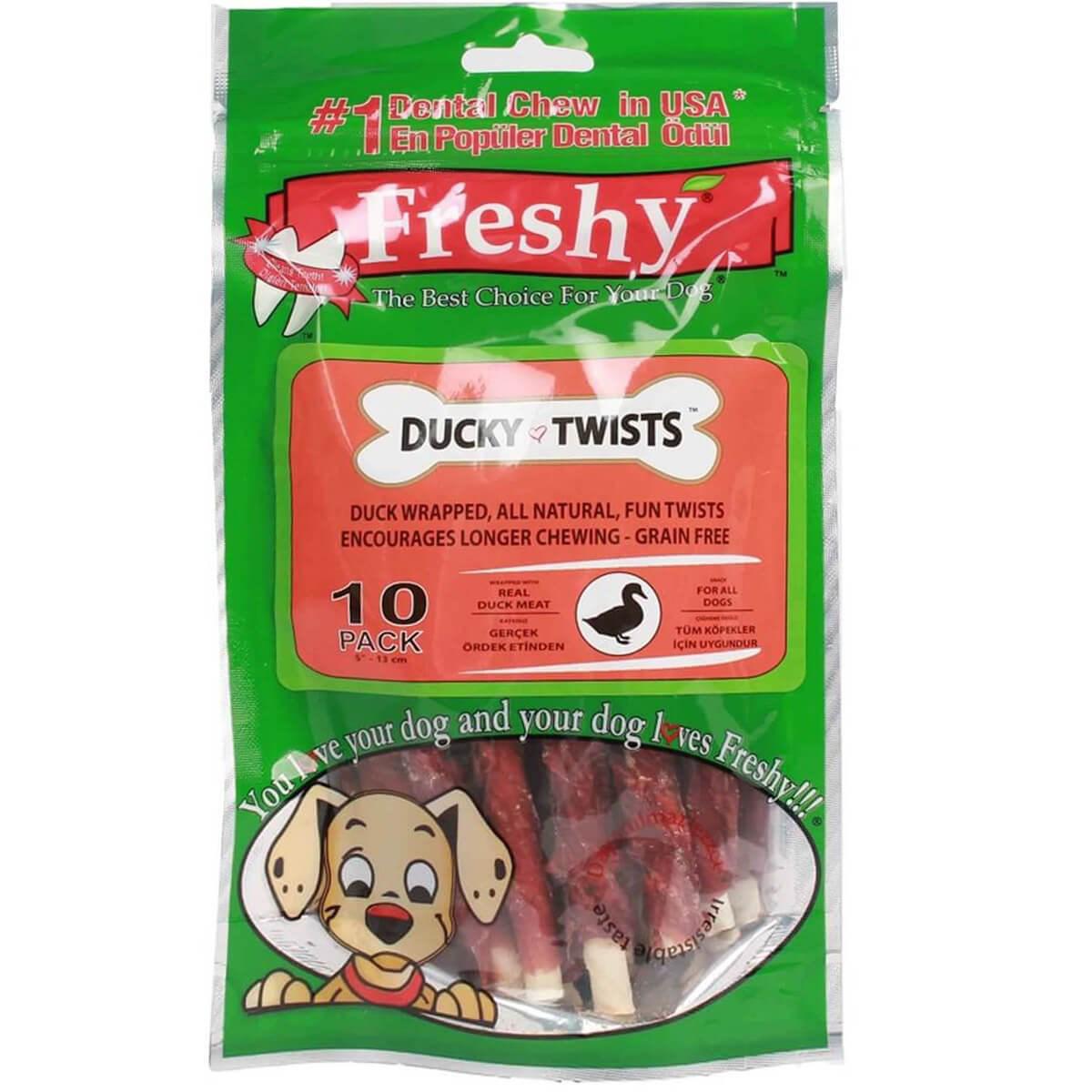 Freshy Ducky Twist Ördek Sarılı Burgu Çubuk Köpek Ödülü  10 Adet