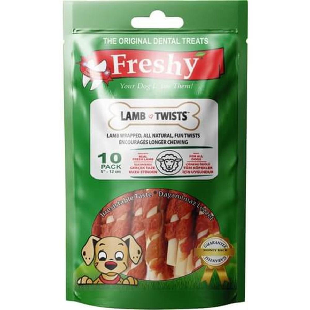 Freshy Lamb Twist Kuzu Eti Sarılı Burgu Çubuk Köpek Ödülü  10 Adet