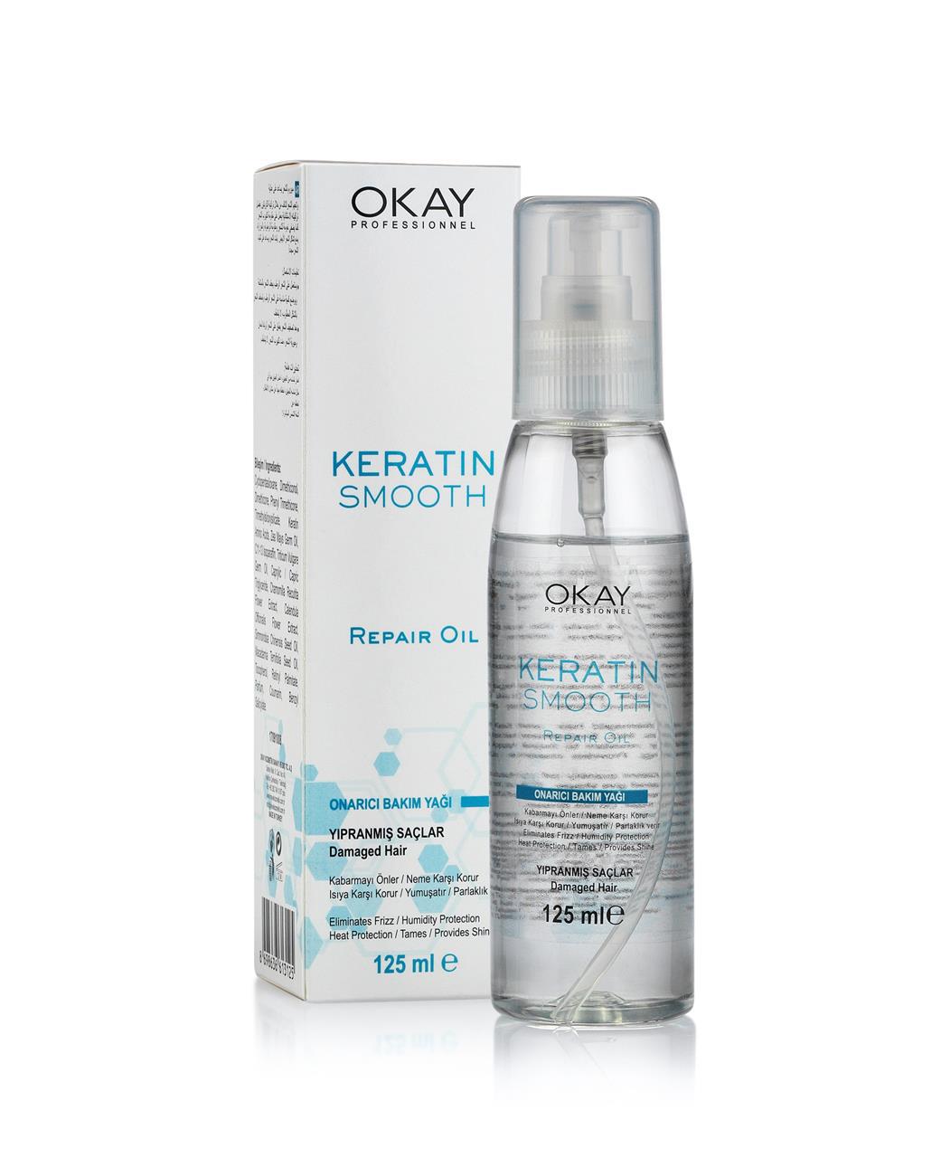 Okay Keratin Smooth Onarıcı Bakım Yağı Yıpranmış Saçlar 125 ML