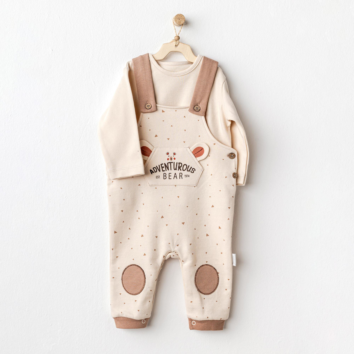 Erkek Bebek Salopet Takım Jumpsuit Set Adventurous Bear AC25027