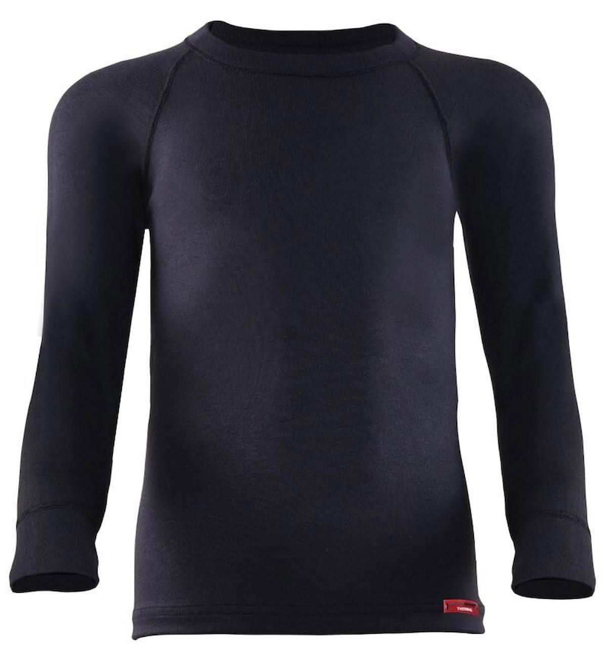 Blackspade Siyah Çocuk Yuvarlak Yaka Uzun Kollu Düz Fanila 02-9265-Thermal T-