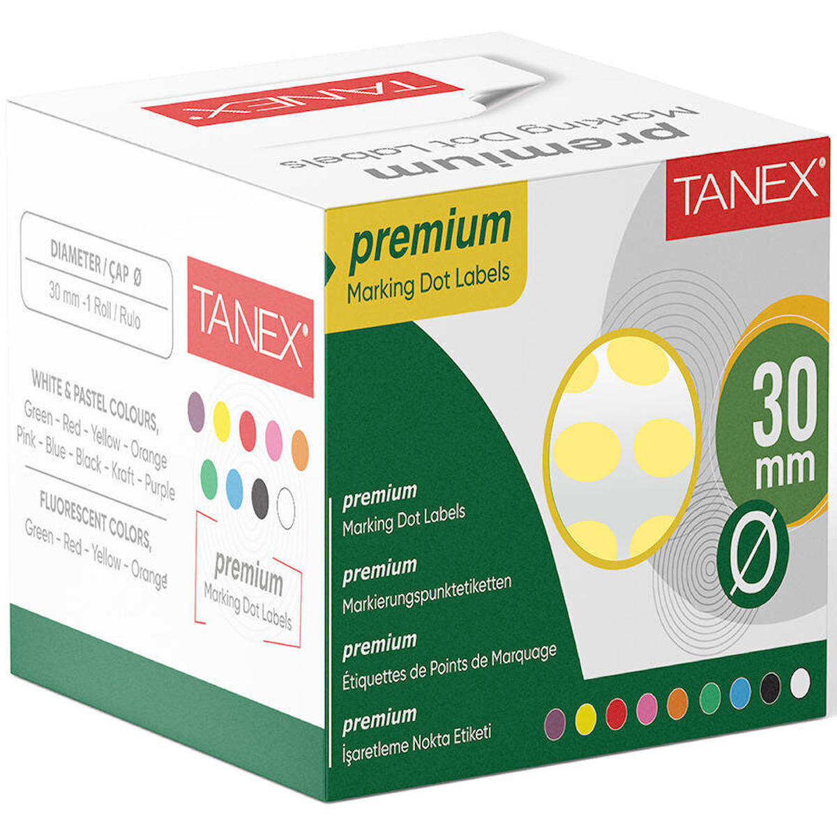 Tanex Nokta Etiketi 30 Mm 2000 li - Sarı