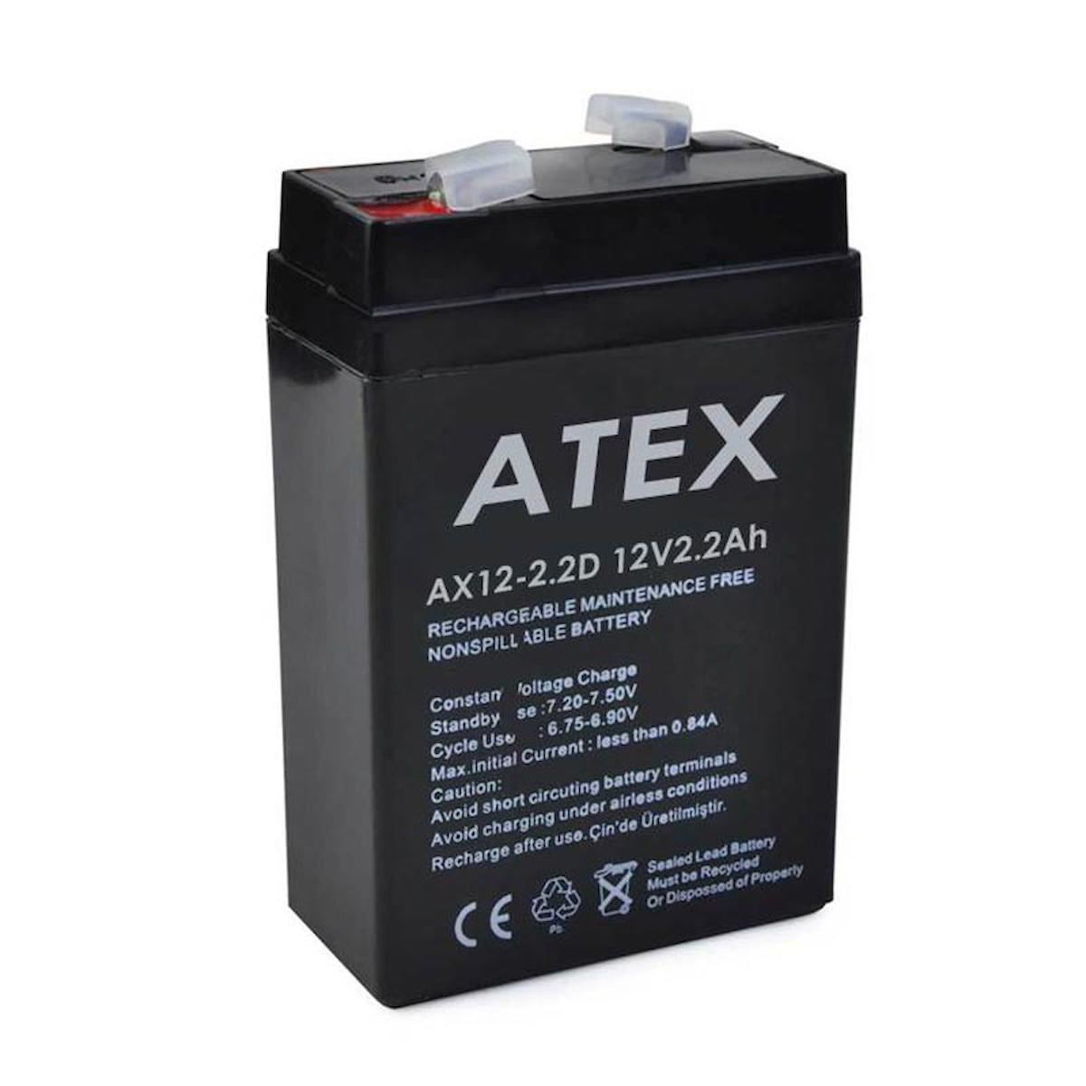 AKÜ 12 VOLT 2.2 AMPER DİK KARE ATEX  ( 70 X 46 X 101 MM )