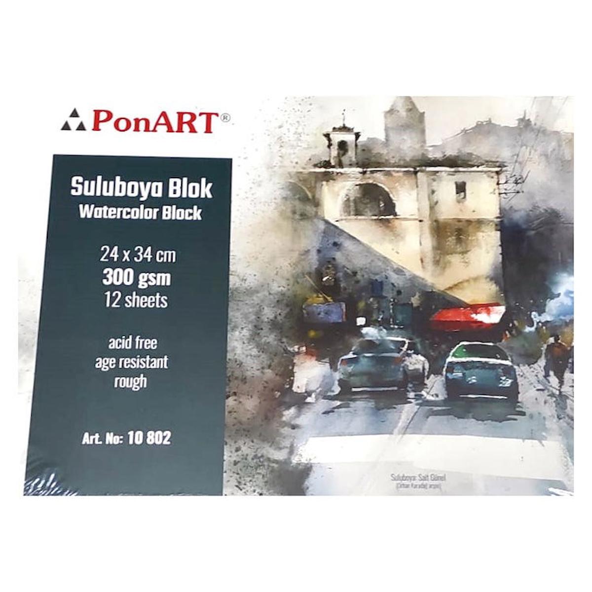 Ponart Suluboya Blok  300 gr Rough 24x34 cm 12 yp