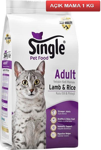 Single Yetişkin Kuzulu Kedi Maması 1 kg AÇIK