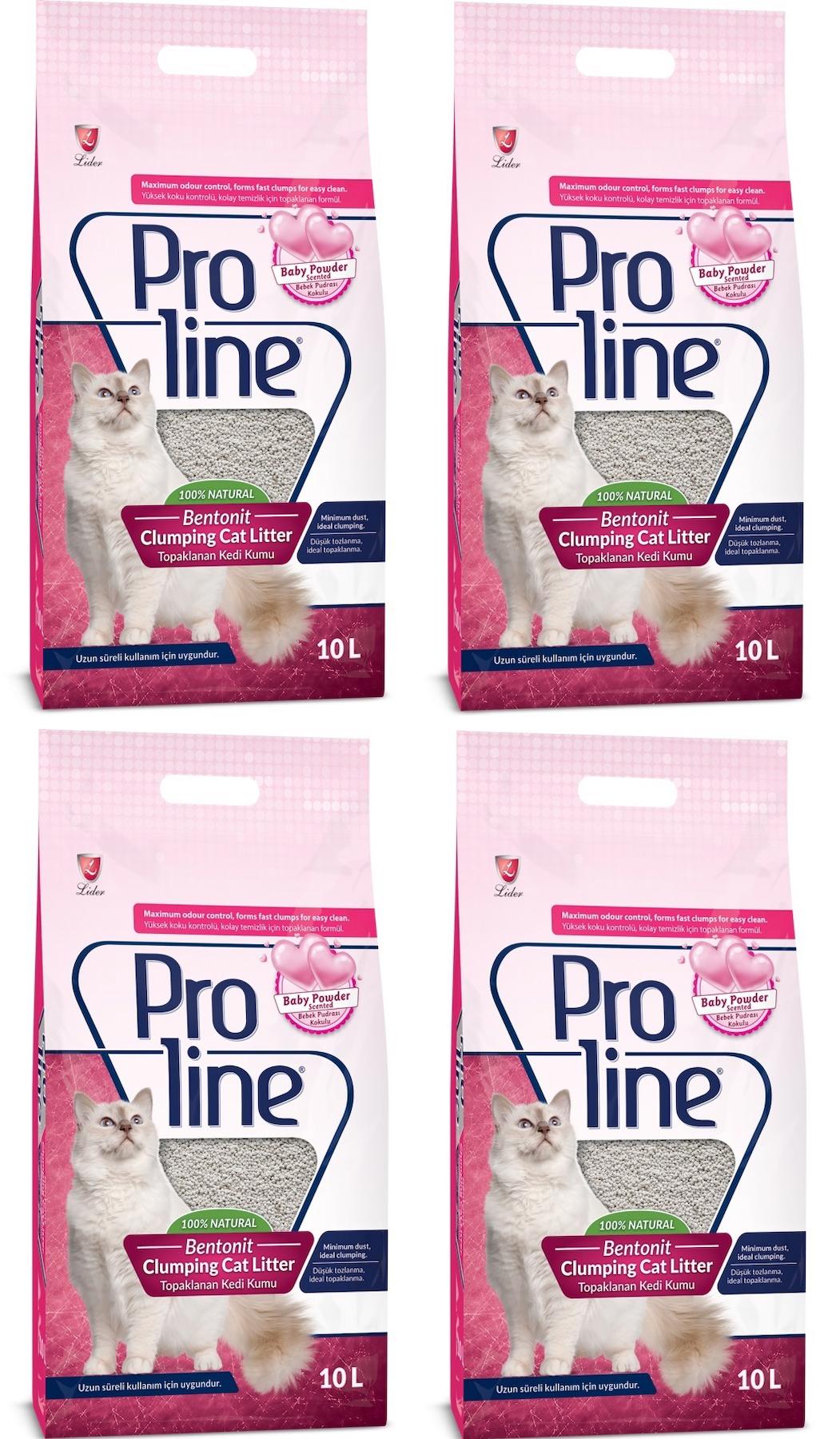 PROLINE BEBEK PUDRASI KOKULU BENTONIT KEDİ KUMU 10 LT x 4 PAKET