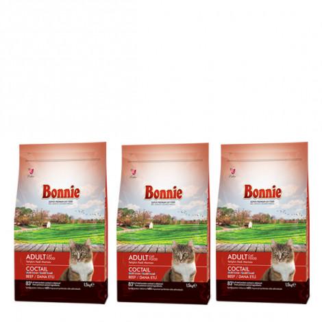 Bonnie Renkli Taneli Dana Etli Yetişkin Kedi Maması 1,5 Kg x 3