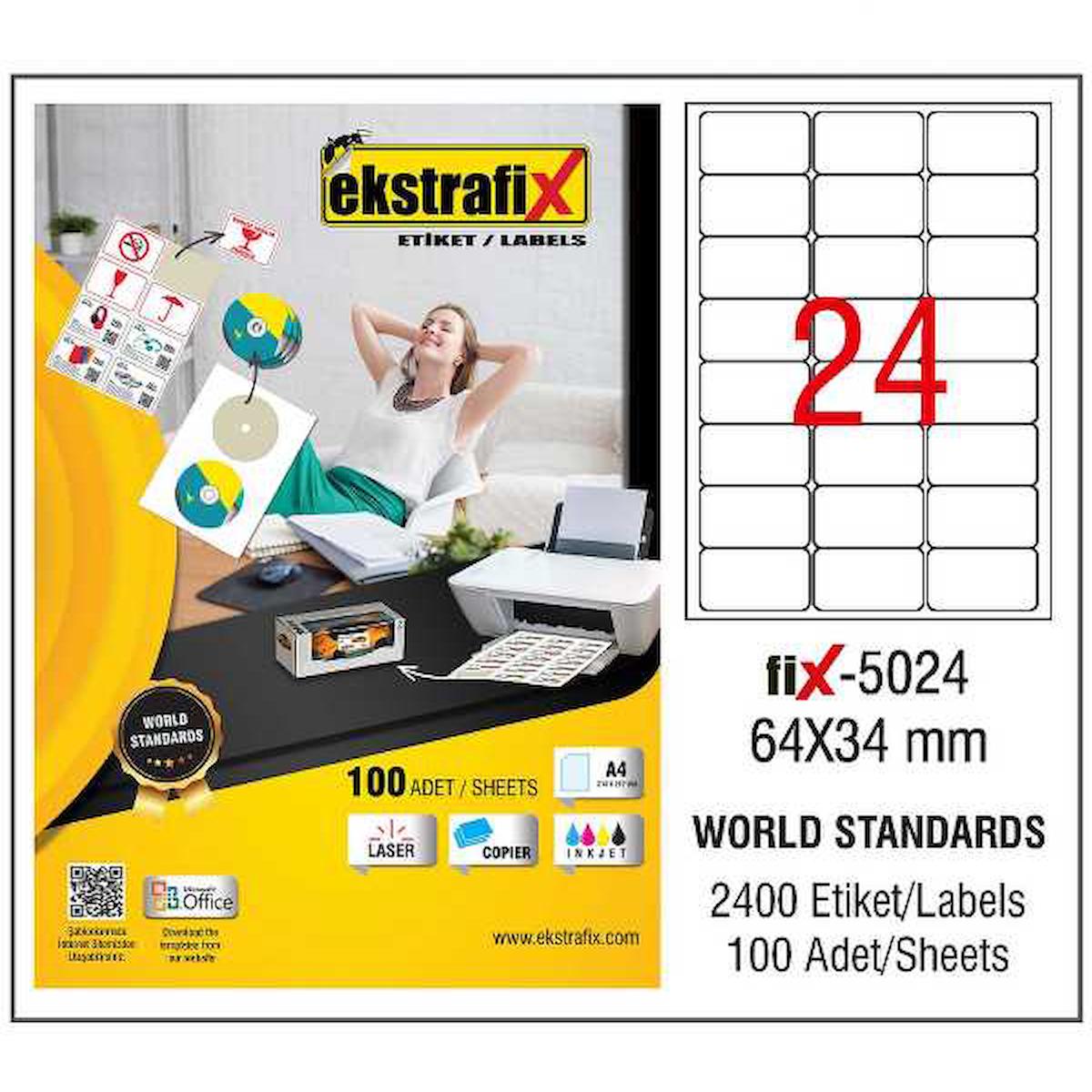 Ekstrafix Lazer Etiket 100 YP 64x34 Laser-Copy-Inkjet FİX-5024