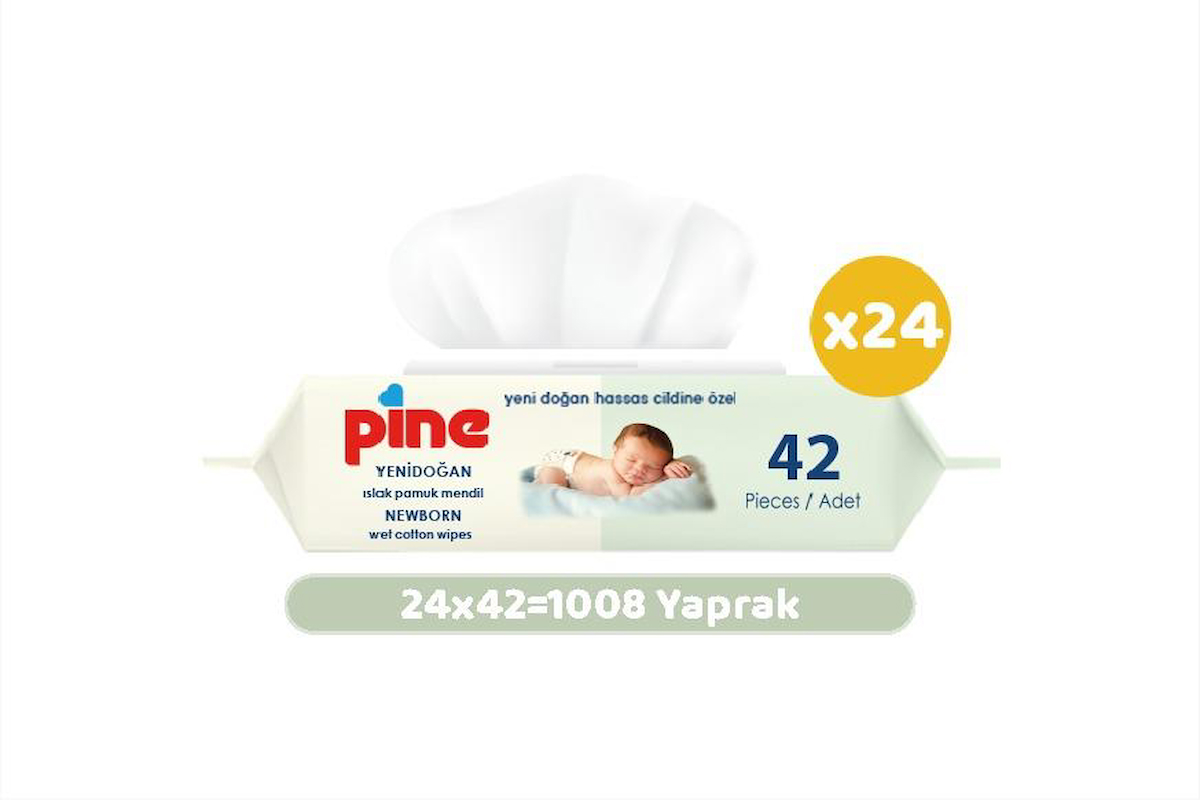 Pine 24 Paket Yenidoğan 42'li Islak Mendil