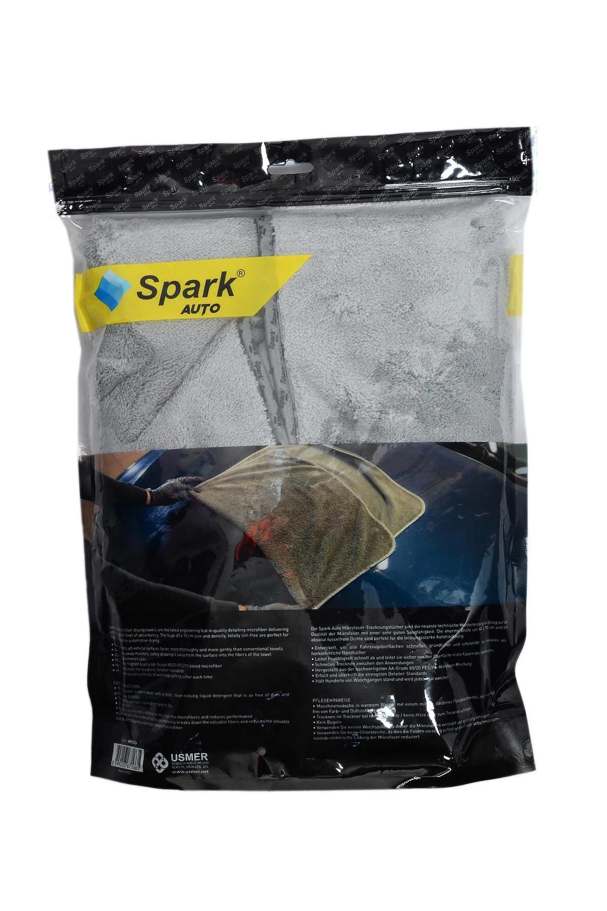 Spark 2316 Mikrofiber Peluş Oto Kurulama Bezi 60X90 Cm. Gri (1 Adet)