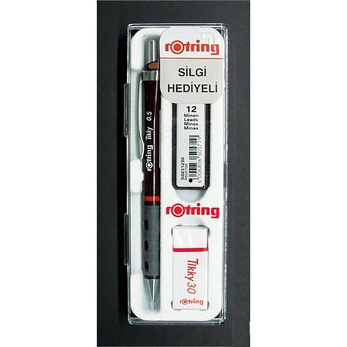 Rotring Tikky Okul Seti 0.5 mm Bordo Versatil Kalem + Silgi + Uç