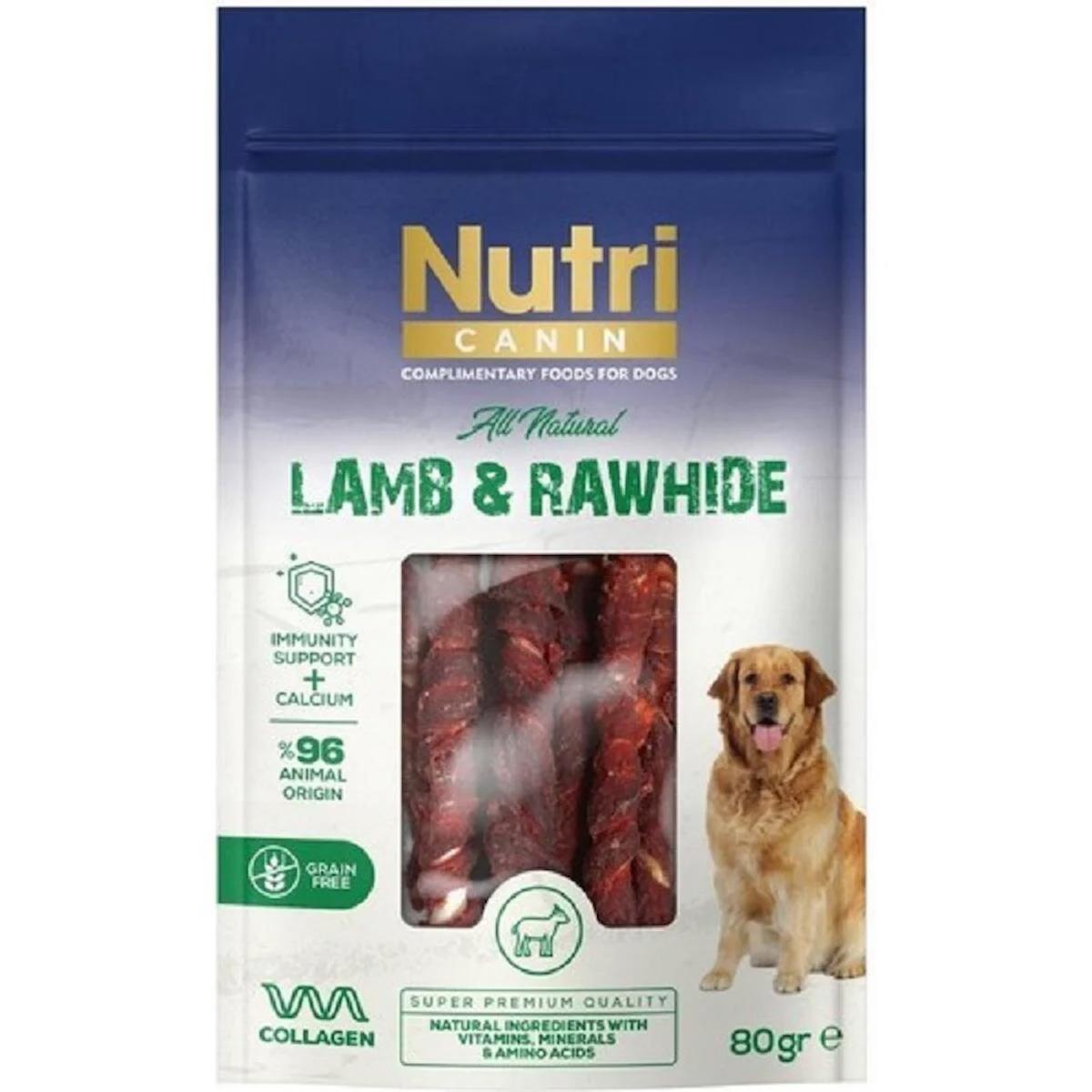 Nutri Canin Rawhide Kuzu Eti Sarılı Burgu Kemik Köpek Ödülü 80 gr