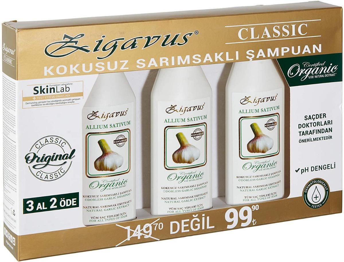 Zigavus Tüm Saçlar İçin Dökülme Karşıtı Sarımsaklı Şampuan 3x250 ml