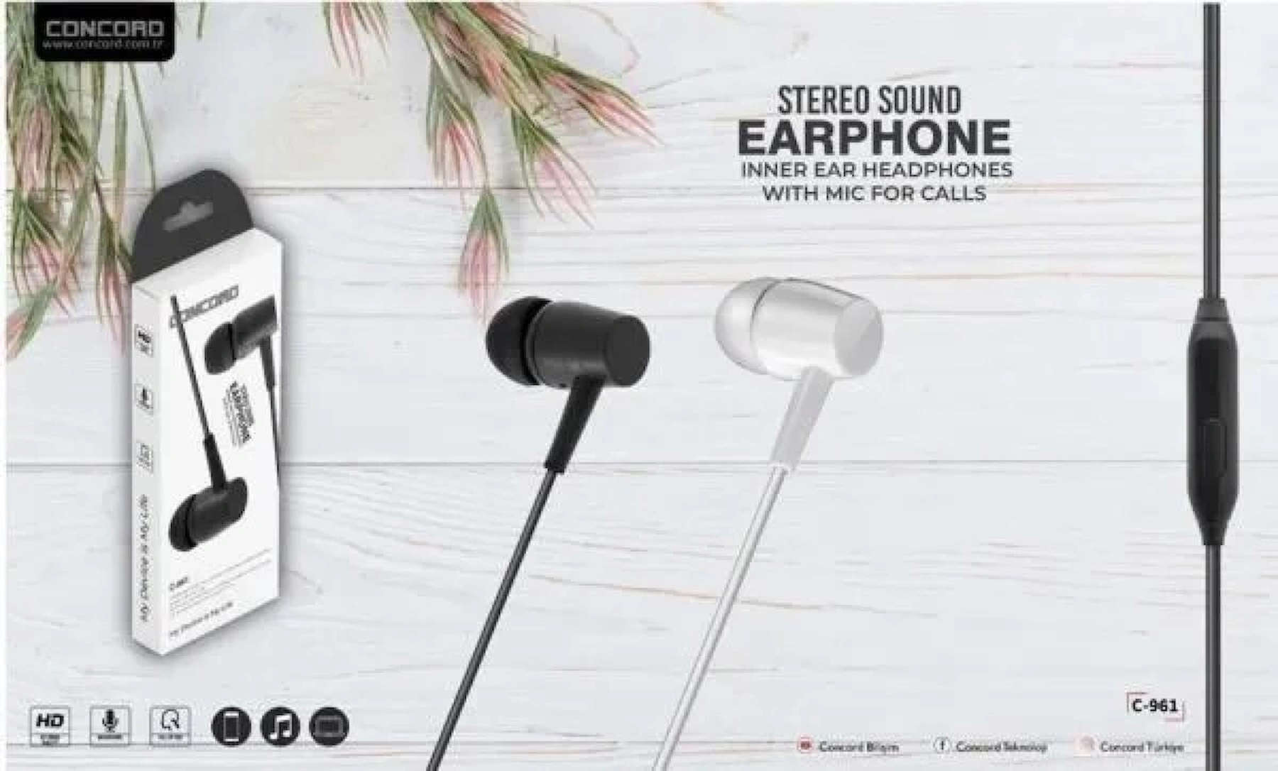 CONCORD C-961 Mikrofonlu Stereo Kulaklık