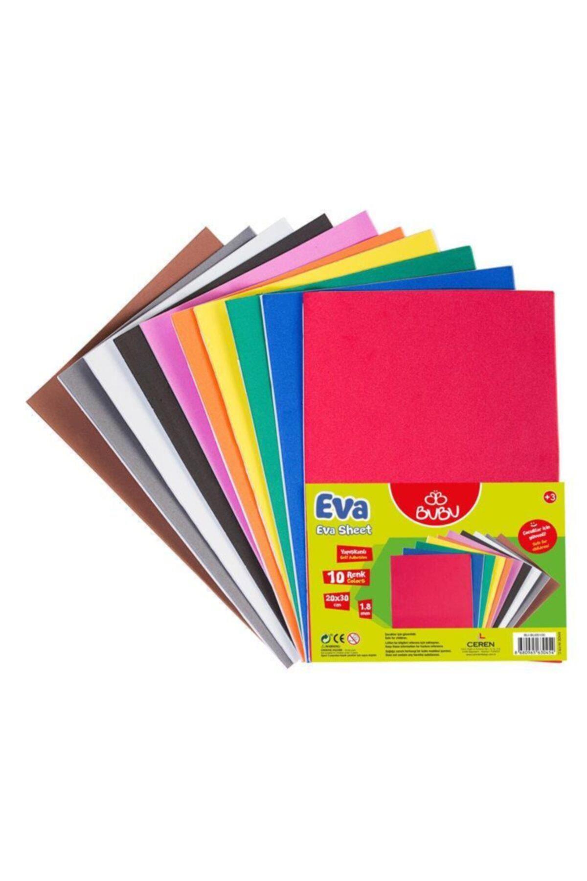 Bubu 20x30 Düz Yapışkanlı Eva 1.8 mm 10 Renk BUBU-EV0036