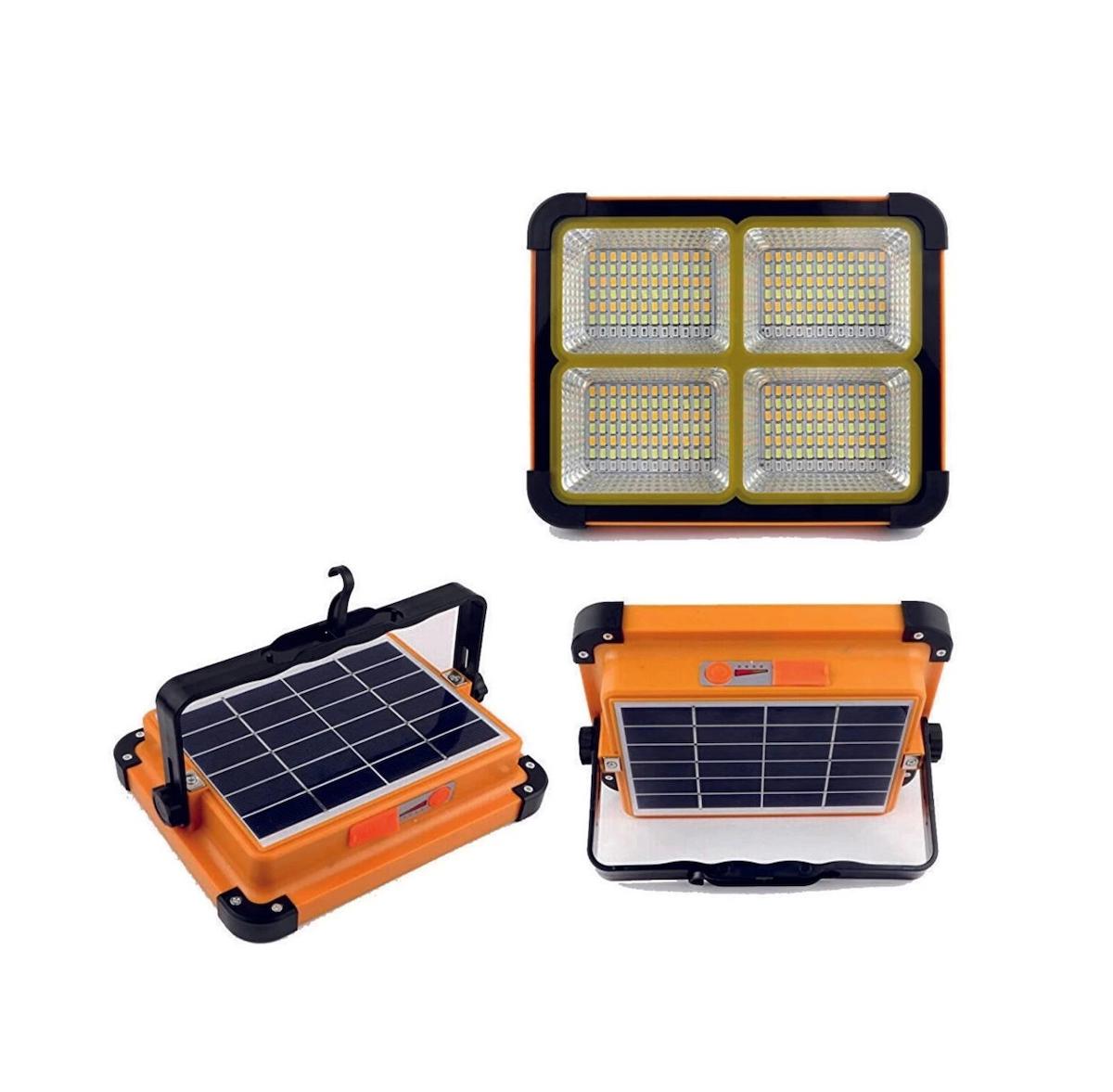 Horoz Turbo 200 Güneş Enerjili Solar 200W Watt LED Projektör Taşınabilir Sarı Beyaz ve Çakar Işık Lamba 314020