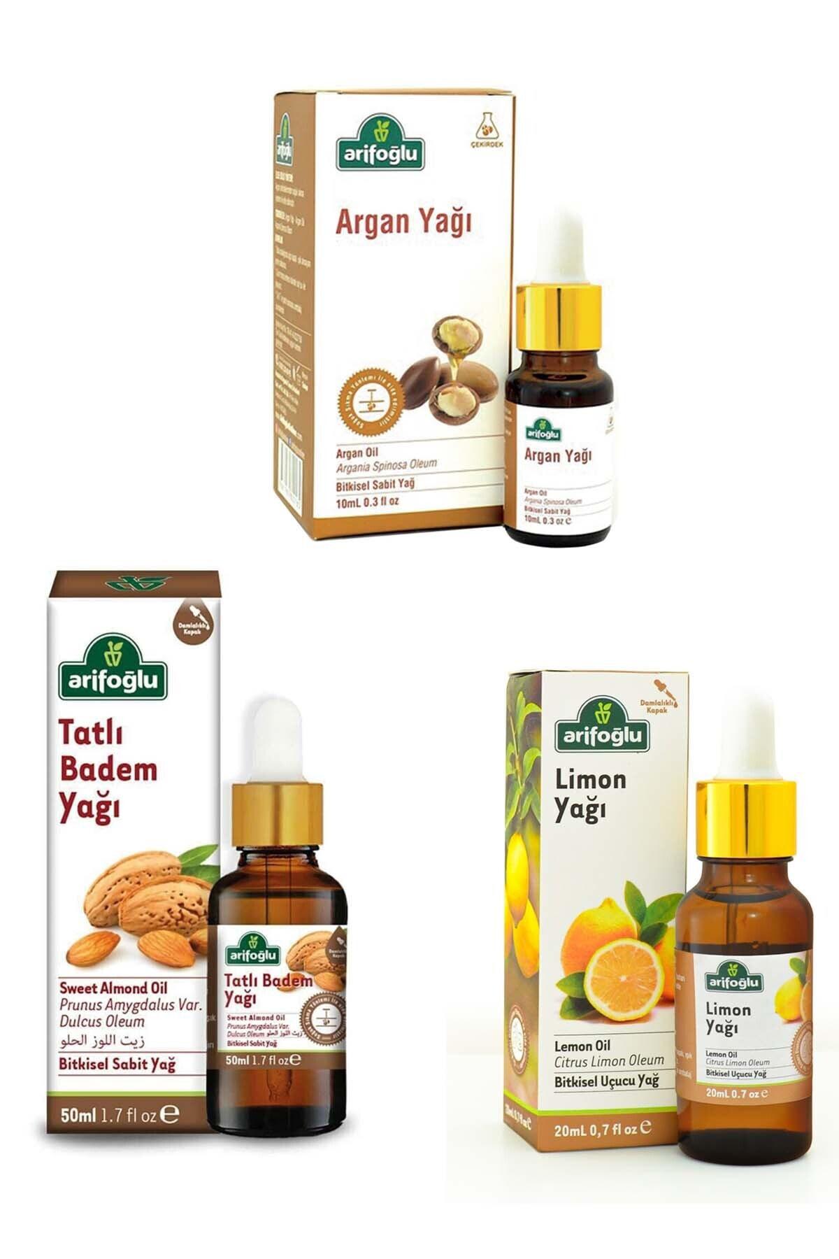 Arifoğlu  Akdeniz Aromaterapi Seti: Argan Yağı 10 ml+ Tatlı Badem Yağı 50 ml+ Limon Yağı 20 ml