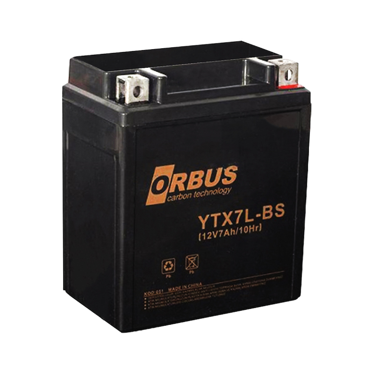 AKÜ 12 VOLT 7 AMPER ORBUS YTX7L-BS ASİT İÇİNDE KARBON BİSİKLET AKÜSÜ (4434)