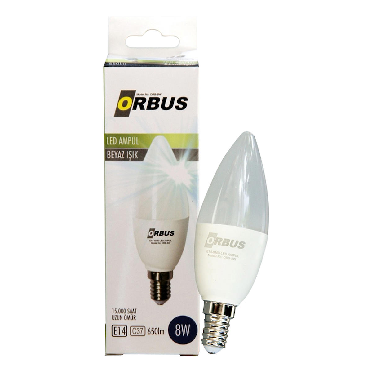 ORBUS ORB-8W C37 8 WATT E14 650 LMN BEYAZ TASARRUFLU AMPÜL (44DEX34)