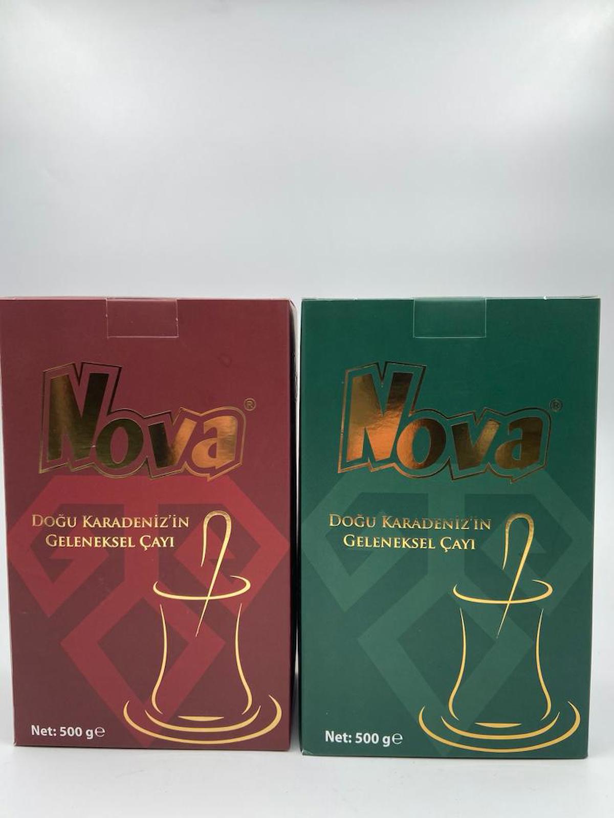 NOVA KIRMIZI VE YEŞİL PAKET HEDİYELİK ÇAYLAR 500 GR X 2