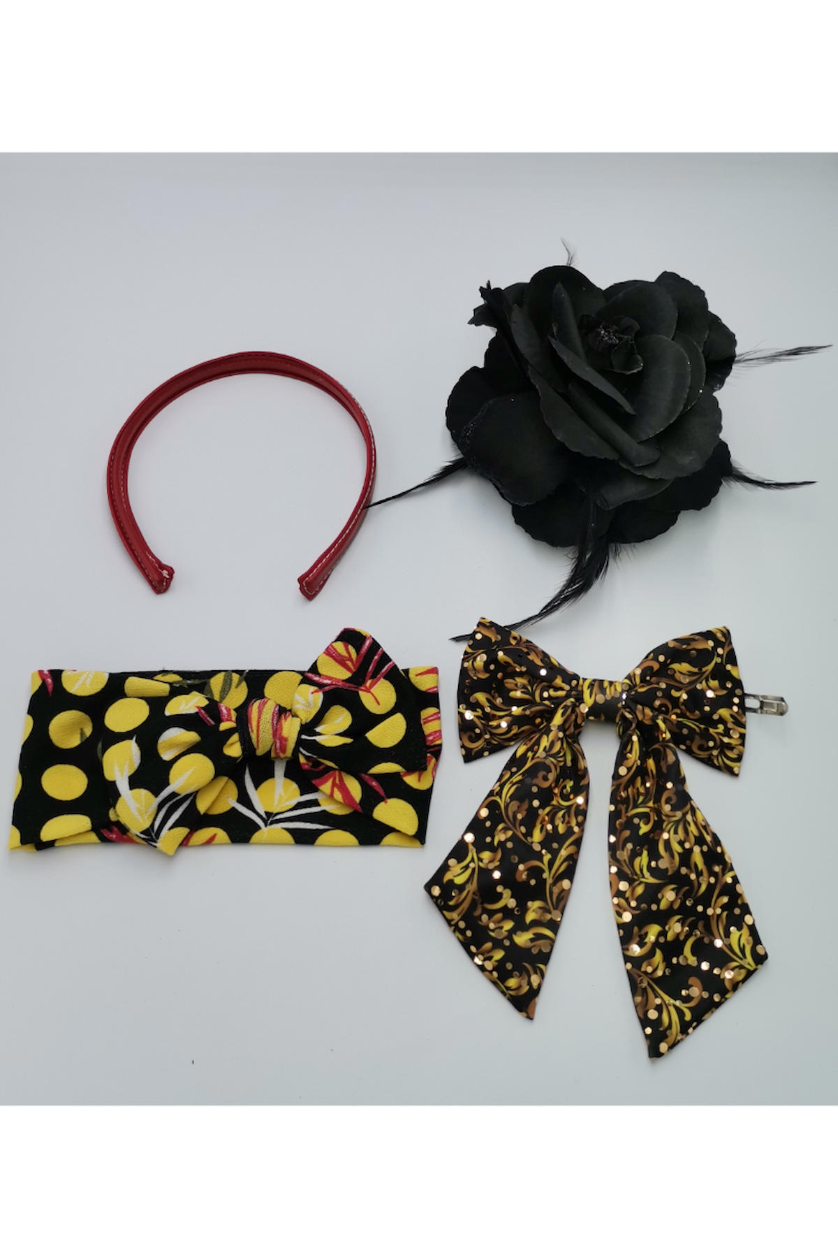 Renkli Desenli Taç Toka Bandana Set