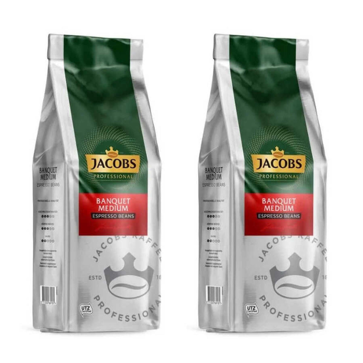 Jacobs Banquet Medium Espresso Beans Çekirdek Kahve 1000 gr x 2 Paket