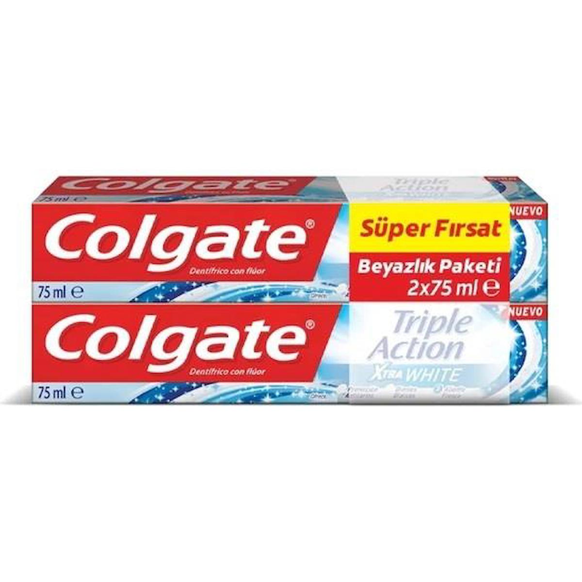 Colgate Triple Actıon Ekstra Beyazlık Diş Macunu 2x75 Ml